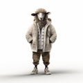 3d High-quality Fashion Oud Bruin Sheep On White Background