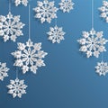 3D High Quality Origami Merry Christmas and Happy New Year Background with Falling Snow . Isolated Vector Elements Royalty Free Stock Photo