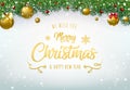 3D High Quality Origami Merry Christmas and Happy New Year Background with Falling Snow . Isolated Vector Elements Royalty Free Stock Photo