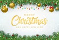 3D High Quality Origami Merry Christmas and Happy New Year Background with Falling Snow . Isolated Vector Elements Royalty Free Stock Photo