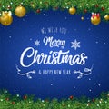 3D High Quality Origami Merry Christmas and Happy New Year Background with Falling Snow . Isolated Vector Elements Royalty Free Stock Photo