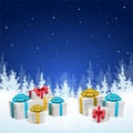 3D High Quality Origami Merry Christmas and Happy New Year Background with Falling Snow . Isolated Vector Elements Royalty Free Stock Photo