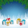 3D High Quality Origami Merry Christmas and Happy New Year Background with Falling Snow . Isolated Vector Elements Royalty Free Stock Photo