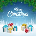 3D High Quality Origami Merry Christmas and Happy New Year Background with Falling Snow . Isolated Vector Elements Royalty Free Stock Photo