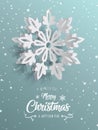 3D High Quality Origami Merry Christmas and Happy New Year Background with Falling Snow . Isolated Vector Elements Royalty Free Stock Photo