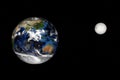 3d high resolution rendered Planet Earth and the moon.