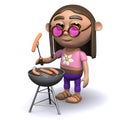 3d Hippy cooks on a barbecue