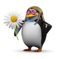 3d Hippy penguin flower child