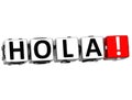 3D Hola block text on white background