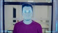 3D hologram of human biometric facial recognition