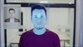 3D hologram of human biometric facial recognition