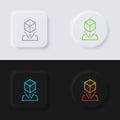 3D Hologram objects icon set, Multicolor neumorphism button soft UI Design. Royalty Free Stock Photo