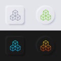 3D Hologram objects icon set, Multicolor neumorphism button soft UI Design. Royalty Free Stock Photo