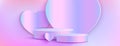 3d hologram pastel stage with gradient heart shape