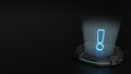 3d hologram symbol of exclamation icon render