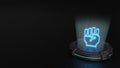 3d hologram symbol of fist raised icon render