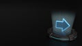 3d hologram symbol of forward right arrow button icon render