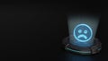 3d hologram symbol of frown icon render
