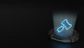 3d hologram symbol of gavel icon render