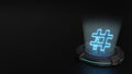 3d hologram symbol of hashtag icon render