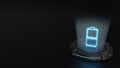 3d hologram vertical symbol of half charged battery icon render