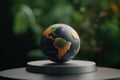 A 3D holographic search engine displaying a rotating globe with live search queries, symbolizing global, real-time information