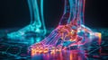 3D holographic visualization of human tibia and fibula bones for education Royalty Free Stock Photo