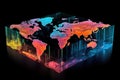 3d holographic world map with data overlays