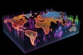 3d holographic world map with data overlays