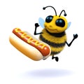 3d Honey bee loves hot dogs Royalty Free Stock Photo