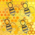 Honey and bees seamless background