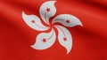 3D, Hongkong flag waving on wind. Close up of Hong Kong banner blowing soft silk