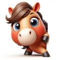 3D horse funny cartoon. Farm animals. AI generated Royalty Free Stock Photo