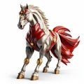 3d Horse Superhero With Gold Mane And Golden Hoofs