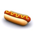 3d Hot dog in a bun with mustard