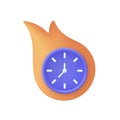 3D Hot time, fire watch icon. Limited offer. Time is running out Royalty Free Stock Photo