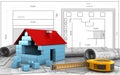 3d of house blocks construction