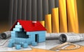 3d of house blocks construction