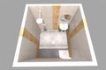 3D bathroom interior render in Armenia Royalty Free Stock Photo