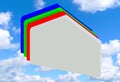 3D house drawn in schematic form, with multicolored linear elements.
