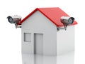 3d House with security CCTV camera. Royalty Free Stock Photo