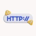 3d http symbol and warning or danger sign. icons about unsafe URLs, malicious and suspicious links. icon isolated on