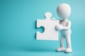 3D Human Character Holding the Last Piece of a Business Puzzle Royalty Free Stock Photo