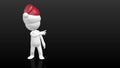 3D Human character with christmas hat pointing to empty placeholder