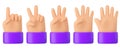 3d Human fingers count. One, two, three, four, five. Royalty Free Stock Photo