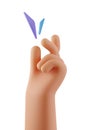 3D human hand snapping. Finger snap gesture isolated on white background. Yes, ok, accepting hand, finger snapping for