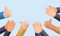 3D Human hands clapping. People crowd applaud to congratulate success job. Hand thumbs up. Business team cheering and Royalty Free Stock Photo