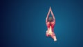 3D human Hanumanasana or Monkey yoga pose on blue background, loopable