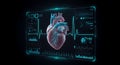 3D Human Heart Model Displayed on Futuristic Interface with Vital Signs Royalty Free Stock Photo
