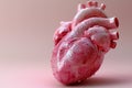 3d human heart model, in the style of hyperrealistic illustrations, light pink and crimson. Generative AI